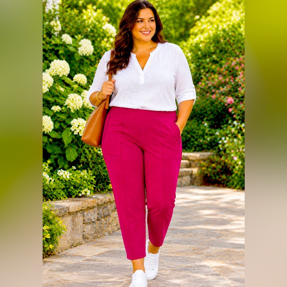 Lane Bryant Magenta Athleisure Dress or Casual Ankle Pants — Size 22 Petite